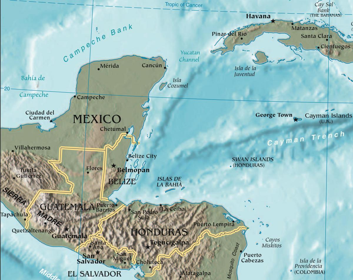 zemljevid zalivu Honduras