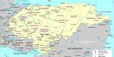 Zemljevid politični zemljevid Honduras