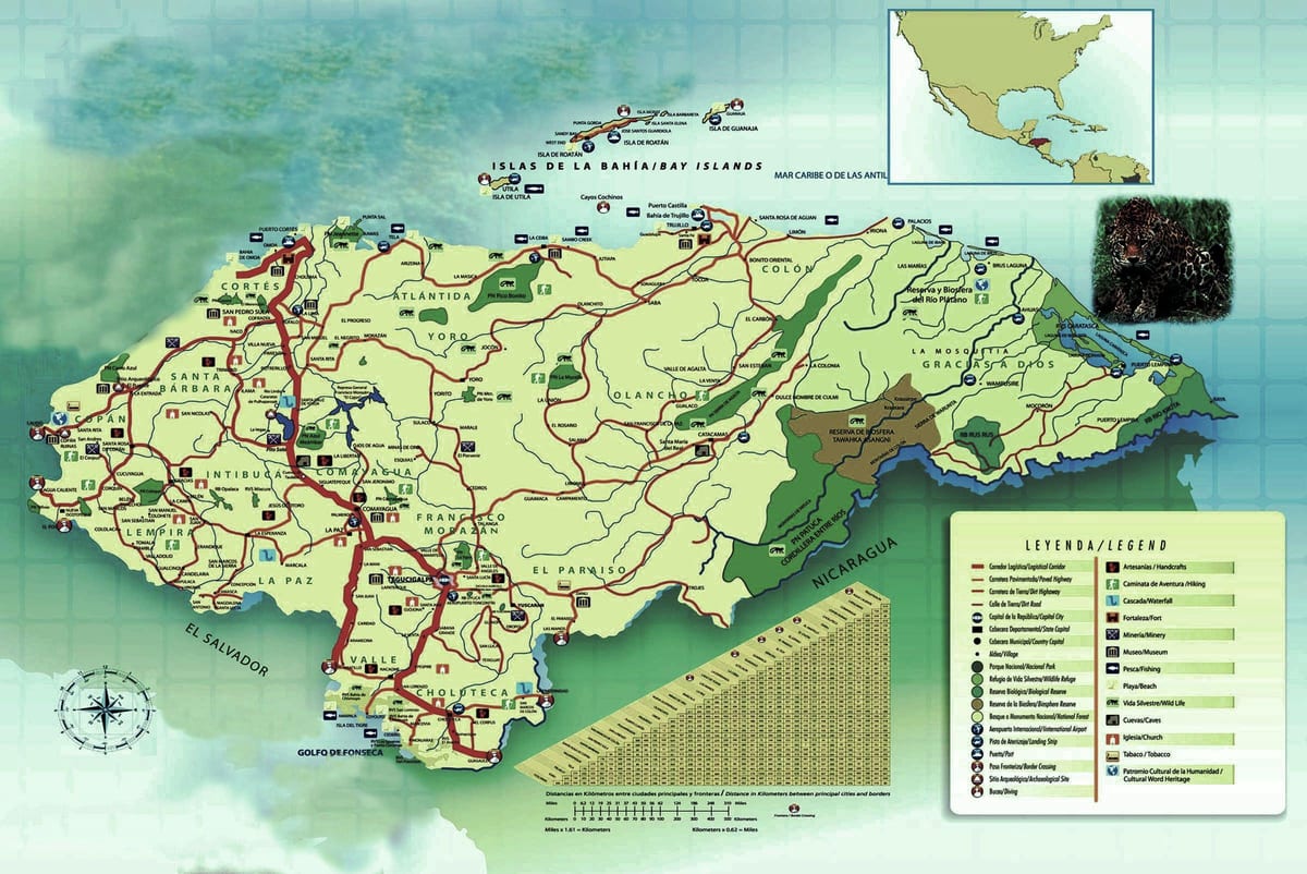 zemljevid Honduras geografija