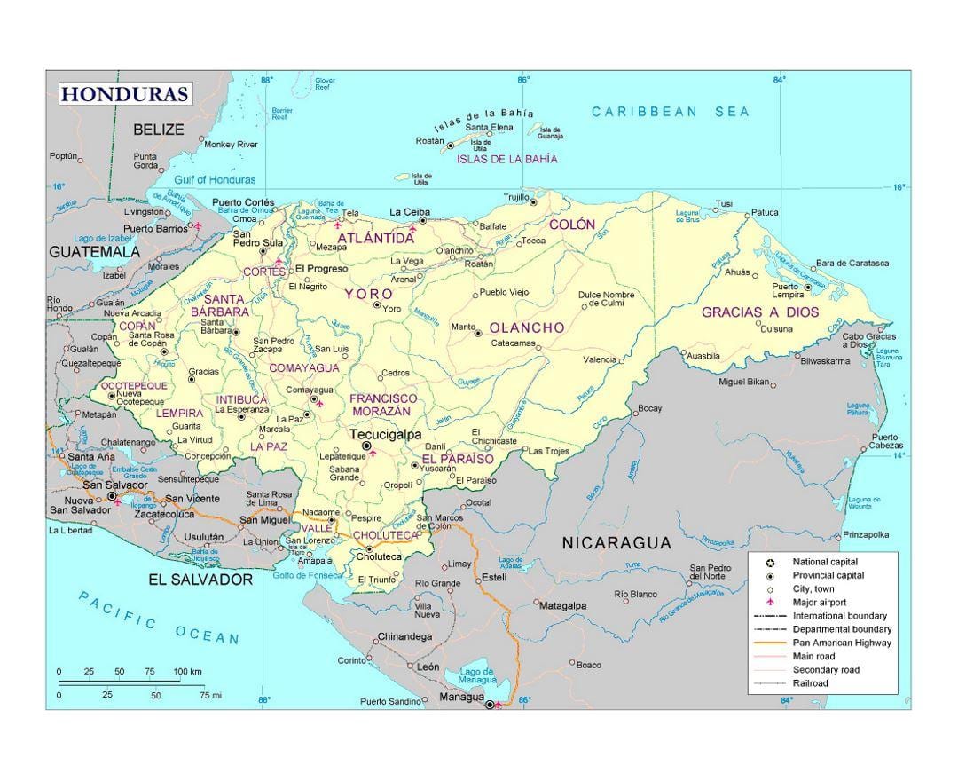 Honduras rek zemljevid
