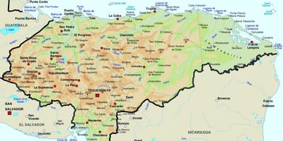 Zemljevid Honduras in okoliških državah