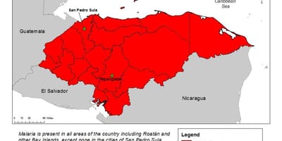 Zemljevid Honduras malarija