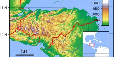 Zemljevid Honduras topografske