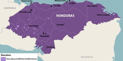 Zemljevid Honduras zika