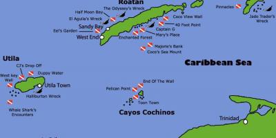 Otoki Honduras zemljevid